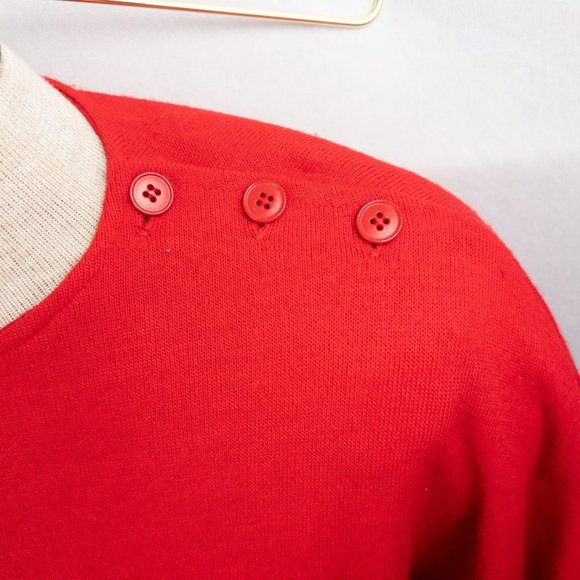 Vintage Christian Dior 80s Red 100% Wool Sweater Dress Pockets Elastic Small - Picture 3 of 6